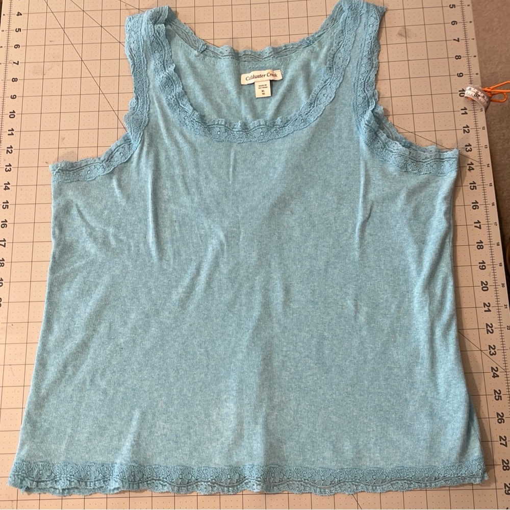 Coldwater Creek XL 16 Light Blue Lace Tank Top